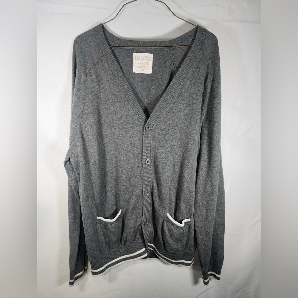 Five Four X Nick Wooster Gray School Boy Cardigan Size XL